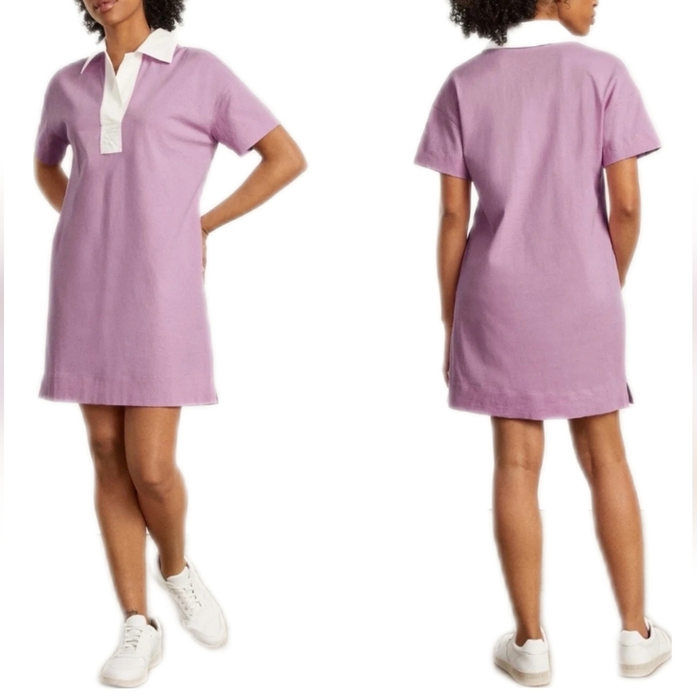 Everlane Women's Short Sleeve Organic Cotton Polo Dress Mauve Size S